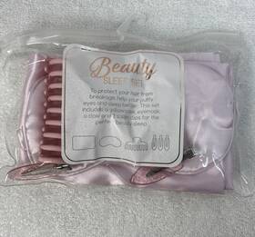 Nordstrom Q52262bls Beauty Sleep Set- Satin Pillowcase Eye Mask Claw Clip 3 Salon Clips