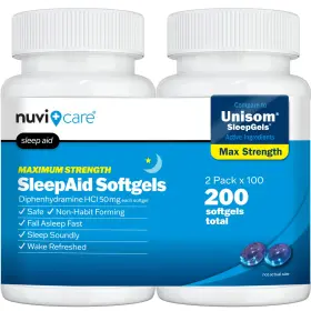 Nuvicare 384324000305 Maximum Strength Sleepaid Soft Gels - Nighttime Sleep Aid With Diphe