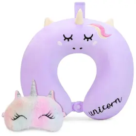 E1906251701d0 Obloved Kids Neck Pillow For Traveling Unicorn Travel With Eye Mask Tod