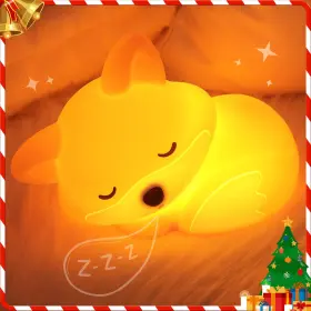 Ok-s019 Okayera Fox Night Light For Kids Cute Silicone Lamp With Dimmable Orange