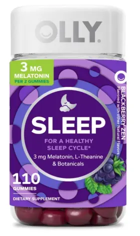 Olly7 Olly 1582 Restful Sleep Gummy Supplements Blackberry Melatonin Vitamin 110ct
