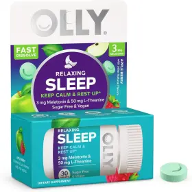 Olly 840160201875 Relaxing Sleep Fast Dissolve Tablets 3mg Melatonin Vegan Apple Berry - 30ct