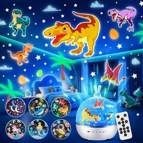 One Fire Wh-e04 Dinosaur Night Light Projector With 15 Films And Bluetooth White