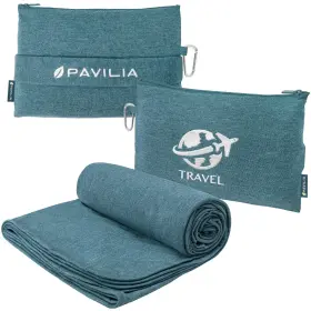Pavilia 840168315819 Travel Blanket Airplane Compact With Bag 65 X 40 Inches Teal Blue