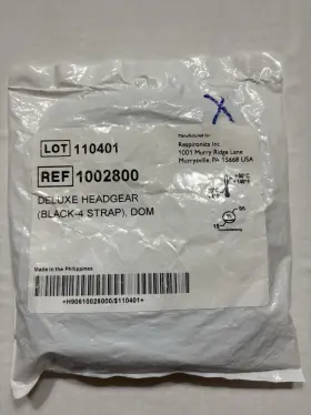 1002800 Philips Respironics Deluxe Headgear Black-4 Strap Dom. With Ez Peel Tabs. Ref