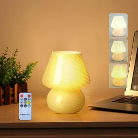 1116746us Philips Glass Mushroom Bedside Table Lamp Yellow Vintage Striped Nightstand 3 Color