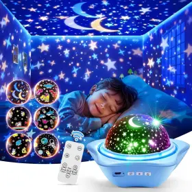 Pikoy 770240202396 Night Light Projector 42 Lighting Modes 6 Flims Kids For Blue