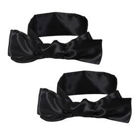 Pimoys L480k-12-n 2pcs Satin Sleep Mask Adjustable Blindfold Soft Eye Covers Black