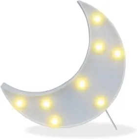 4336287152 Pooqla Decorative Led Crescent Moon Marquee Sign 7.08 Inch X 9.64 1.10 White