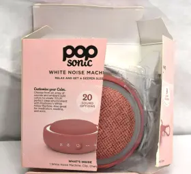 Pop Sonic 819573025743 White Noise Machine Rose Gold Pink Portable Bluetooth Sleep Sound