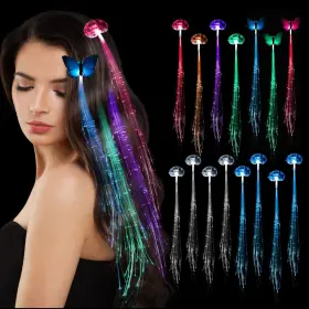 B0b7m71ljx Pozilan 40-pack Led Light-up Fairy Hair Braid Extensions Butterfly Clips Assorted Color