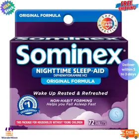 Prestige Consumer Healthcare 042037103576 Sominex Nighttime Sleep Aid Diphenhydramine Hci Fall Asleep Fast Tablets 72 Ct