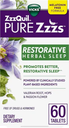 Procter & Gamble 313092713711 Zzzquil Pure Zzzs Restorative Herbal Sleep Tablets Free Of Drugs And Hormones