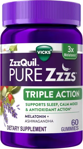 Procter & Gamble 445027064056 Zzzquil Pure Zzzs Triple Action 6mg Melatonin Gummies 3x Sleep Aid W