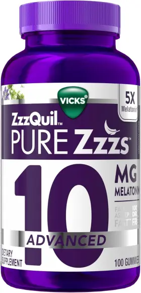 Procter & Gamble 445033579599 Zzzquil Pure Zzzs Advanced Melatonin Gummies 10mg Sleep Aid With Ch