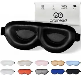 3dem0119230 Promeed Adjustable 100% Mulberry Silk Sleep Mask 1 Count Pack Of Black