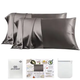 Pc0219230dgtw-vc Promeed 100% Silk Pillowcase 2 Pack With Zipper Both Sides Premium Mulberry