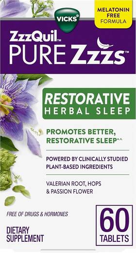 Pure Wk550810 Zzzs Restorative Herbal Sleep Tablets Free Of Drugs And Hormones 60 Count