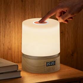Qdpkpi Mzx-201 Nursery Night Light With Clock For Kids Touch Lamp Small Wood Grain