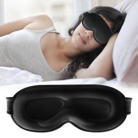 Quwolace 2-yp-b 3d Sleep Mask Light Blocking Eye Cover Adjustable Strap Black 1pc