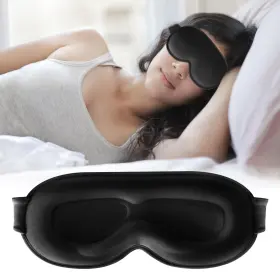 2-yp-b Quwolace 3d Sleep Mask Light Blocking Eye Cover Adjustable Strap Black 1pc