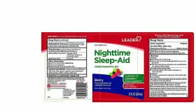 Raritan Pharmaceuticals 096295130201 Leader Nighttime Sleep Aid Diphenhydramine Hcl Berry Flavor Liquid 12 Oz 2 Pack