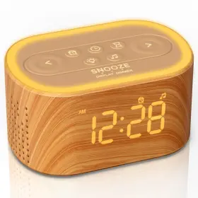 A1sw Reacher Wooden White Noise Sound Machine And Digital Alarm Clock With 21 Soothi