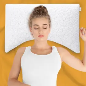 Reoka 850049411295 Side Sleeper Pillow Queen Unique Crescent For Neck Pain Relief Memo