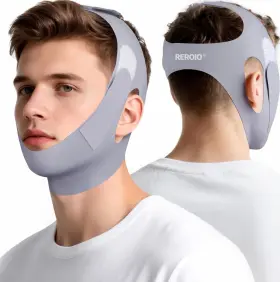 8268 Reroio Adjustable Anti-snore Chin Strap Elastic Fabric Gray Mpn