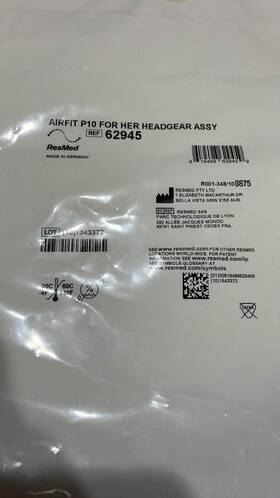 Resmed 62945 New Headgear Airfit P10 For Her Assy Lot Of 2