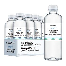 Respwave 789091141082 12 Oz 12-pack Distilled Water For Cpap Machines Made In Usa Use With Resm