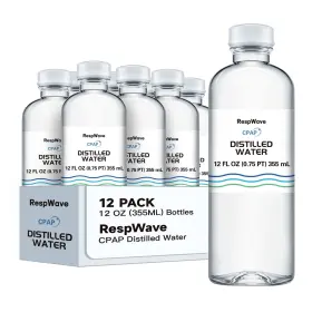 Respwave 789091141082 12 Oz 12-pack Distilled Water For Cpap Machines Made In Usa Use With Resm