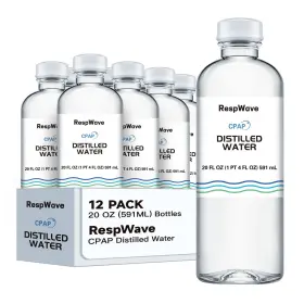 Respwave 789091141143 20 Oz 12-pack Distilled Water For Cpap Machines Made In Usa Use With Resm