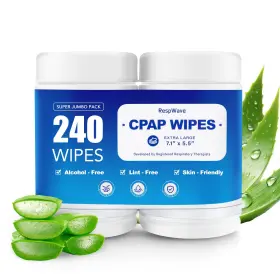 2-120 Respwave 789091141235 Cpap Mask Wipes 240 Count Canisters Jumbo Pack Unscented Extra Large And