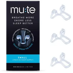 En-mute10sml-xx Rhinomed Mute By Nasal Dilator For Snore Reduction 3 Pack Small Transparent