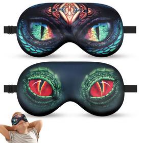 Riixazo A764-c5 2 Pcs Kids Silk Sleep Mask Adjustable Light Blocking Red Dinosaur