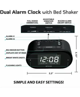 Wav110k Riptunes Vibrating Alarm Clock - Black