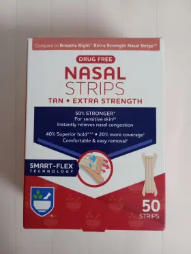 Rite Aid 011822030632 Nasal Strip Extra Strength Tan Smart-flex 50 Strips Stop Snoring