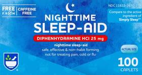 Rite Aid 313028136188 Nighttime Sleep Diphenhydramine Hci 25 Mg 100 Mini Caplets Non-h