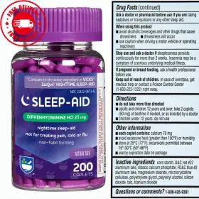 672-06-upcr Rite Aid Sleep Caplets Diphenhydramine Hcl 25mg - 200 Count Sleeping Pills For