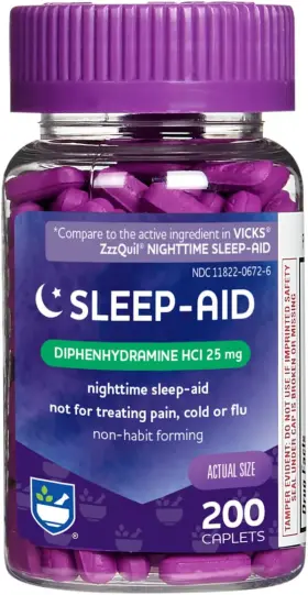 Rite Aid 744759894366 Natural Sleep Caplets Diphenhydramine Hcl 25mg - 200 Count Slee