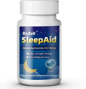 160342 Rxzell Diphenhydramine Hcl 50mg 220 Liquid Softgels Sleep Aid