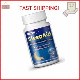 Rxzell 445019190145 Sleep Aid Diphenhydramine 50mg Easy-to-swallow Softgels Supports Deepe