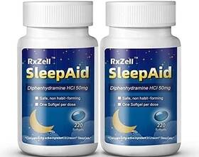 Rxzell 65467 Sleep Aid Diphenhydramine Hcl 50mg 220 Softgels Fall Asleep Faster 2pcs