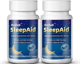 65467 Rxzell Sleep Aid Diphenhydramine Hcl 50mg 220 Softgels Fall Asleep Faster 2pcs