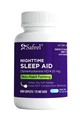 Safrel 371309110067 Nighttime Sleep Aid Diphenhydramine Hcl 25mg Strong Non Habit-forming Rest