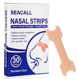Seacall 762949341728 30ct Nasal Strips For Breathing - Sleep Nose Standard Light Brown