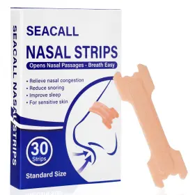 Seacall 762949341728 30ct Nasal Strips For Breathing - Sleep Nose Standard Light Brown