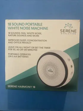 Serene Evolution 851714006488 White Noise Machine 18 Soothing Sounds Portable 3 Aa Battery