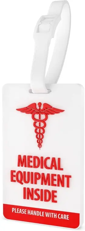 1v-xwlu-uwca Shacke Medical Equipment Luggage Tag For Respiratory Devices White/vertical